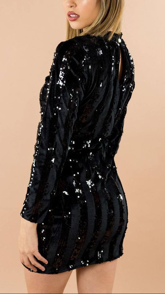 Robe « Black Code » – Paillettes effet velours