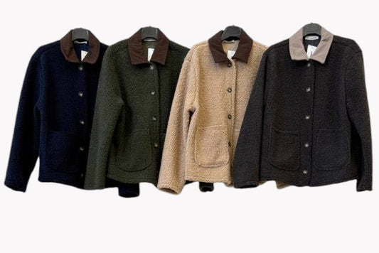 🧥 CHAQUETA EFECTO BORREGUITO CON CUELLO DE PANA · 4 COLORES · TALLA ÚNICA