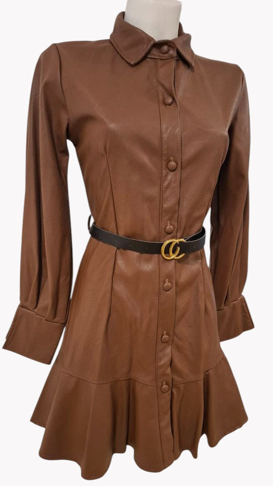 Robe en similicuir avec ceinture · 2 couleurs 🤎