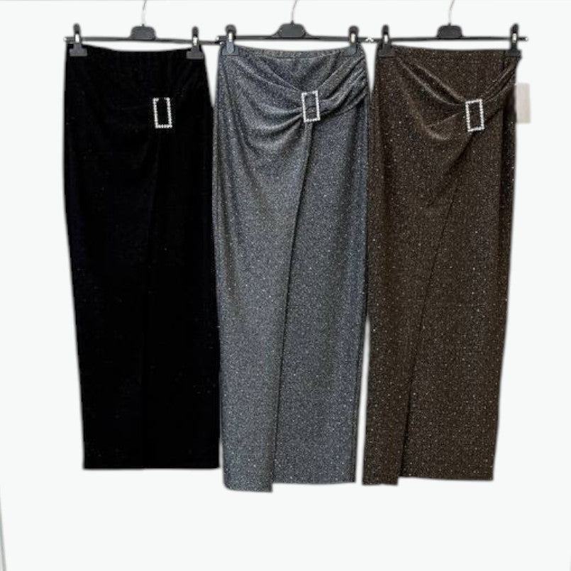 ✨💼 Falda Midi Brilli Hebilla Luxury · Talla Única (S-L)