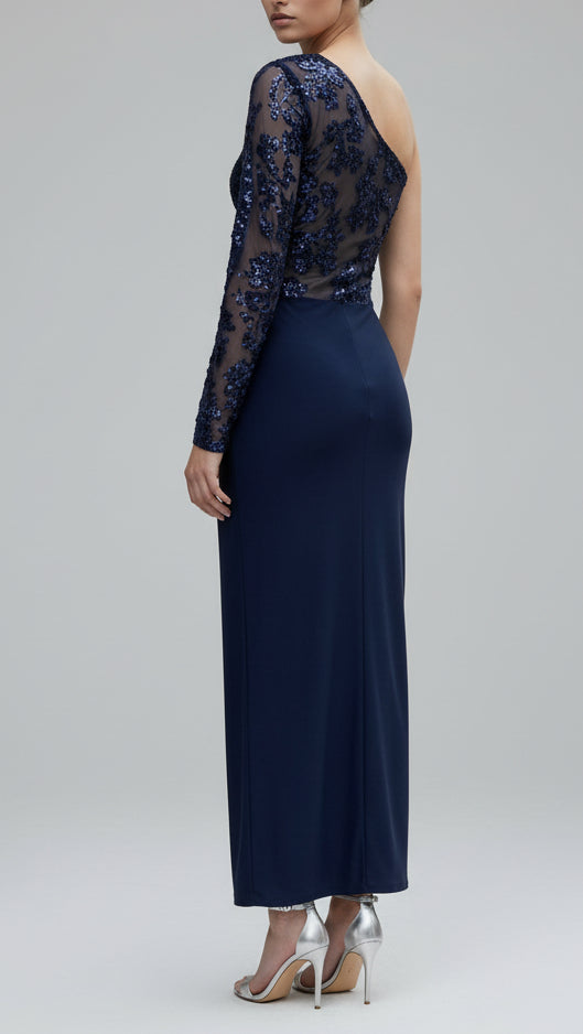 🌙 Vestido Asimétrico “Noche Real” · Talla Única (S-M)