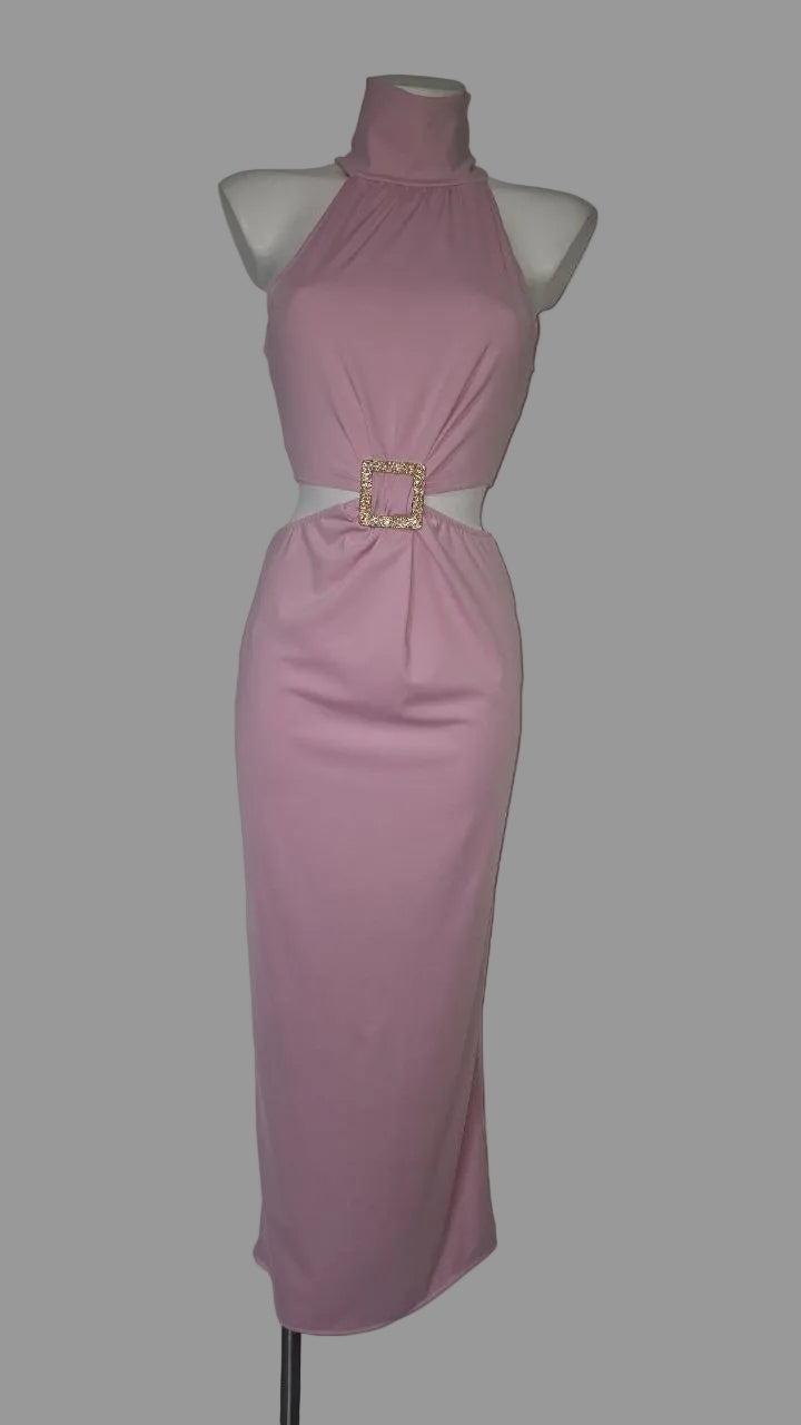 Vestido Largo Halter Cut Out con Hebilla · 6 colores 🖤🤎🍷🌸💙💛