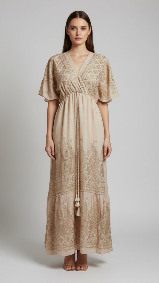 Vestido Aurea Bordada Algodón