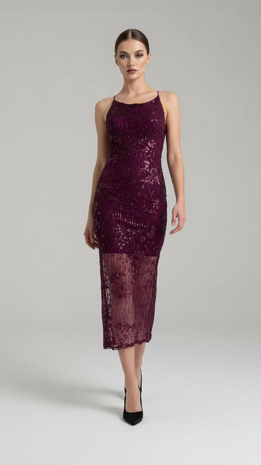 Vestido Largo Bordado con Espalda Cruzada · 5 Colores