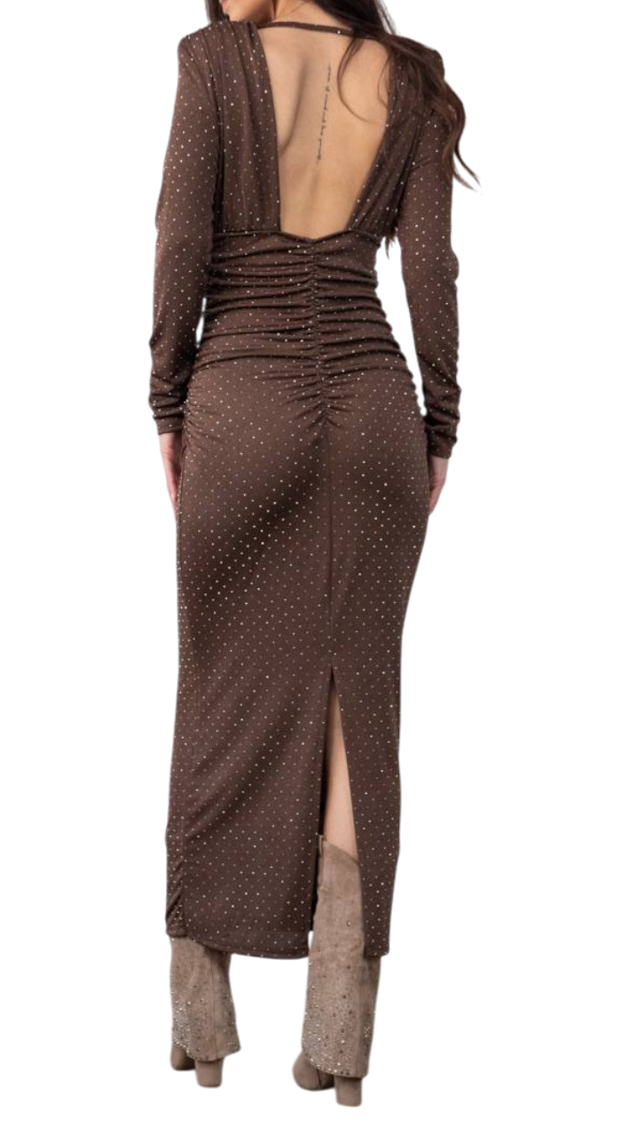✨ Robe drapée à paillettes chocolat ✨
