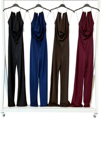 Combinaison dos nu en satin avec anneau doré – Taille unique (S à M) 