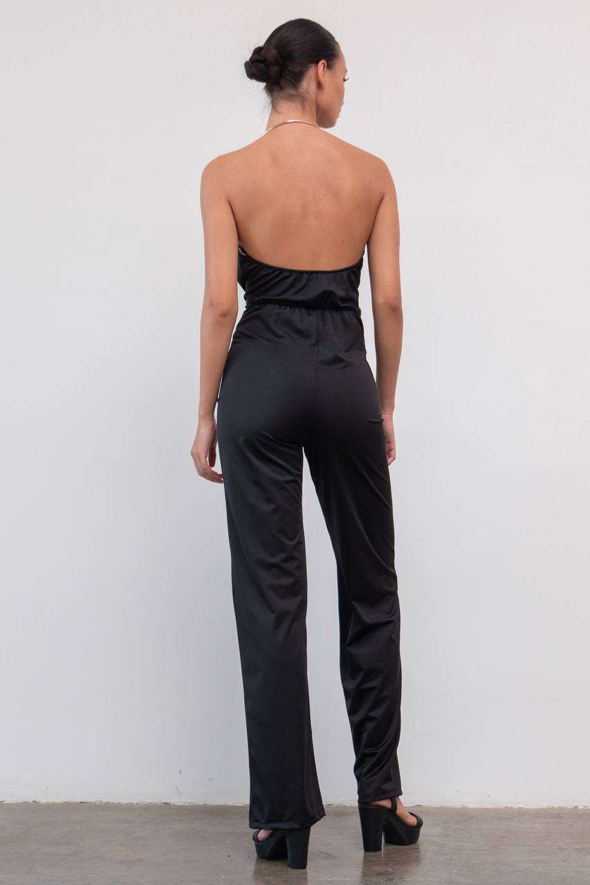 Combinaison dos nu en satin avec anneau doré – Taille unique (S à M) 