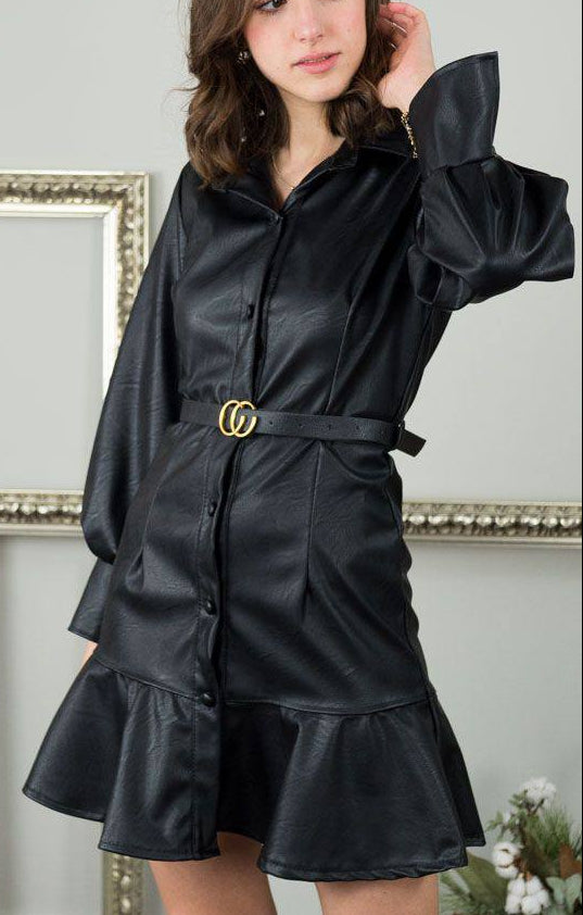 Robe en similicuir avec ceinture · 2 couleurs 🤎