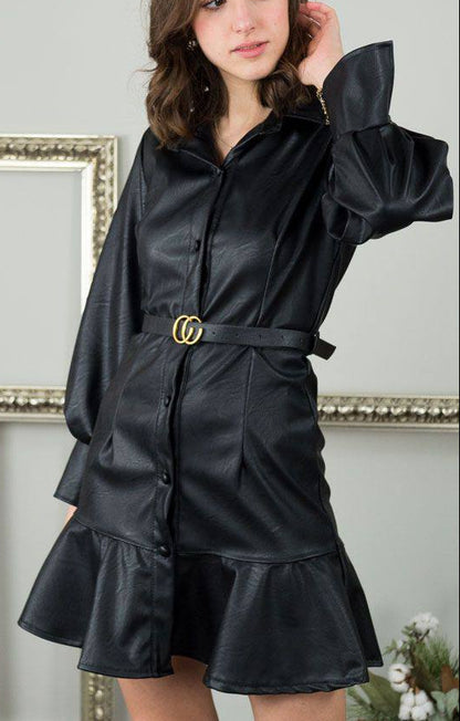 Robe en similicuir avec ceinture · 2 couleurs 🤎