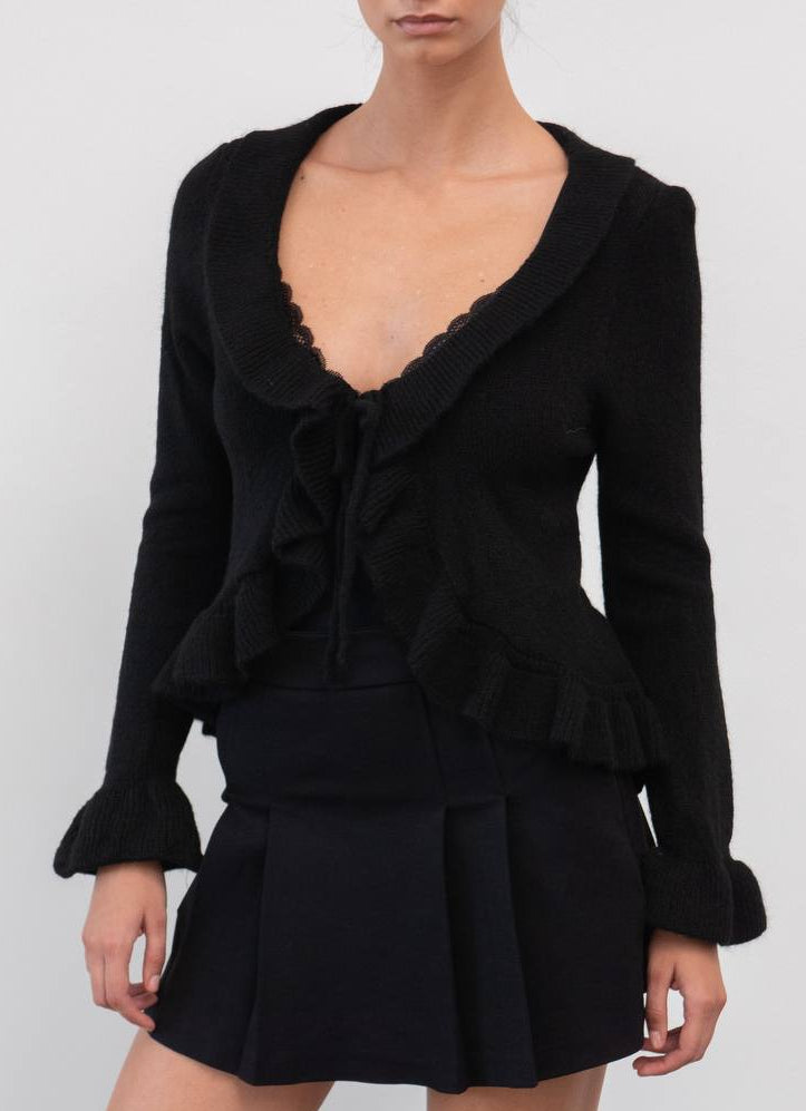 Chaqueta Boho de Lana con Volantes – Talla Única (S a M)