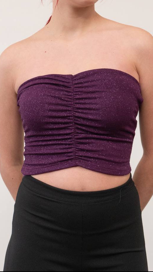 Top Fruncido Brillante Palabra de Honor)