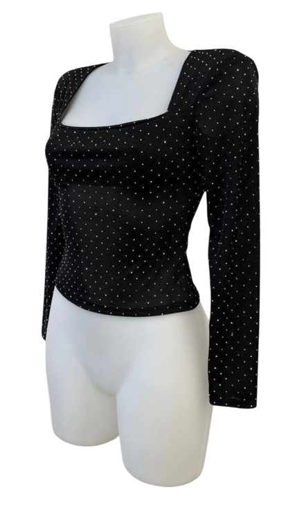 Top Negro de Brillos Cuadrado