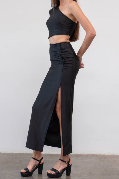 Ensemble asymétrique en maille satinée