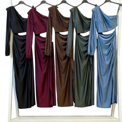 Ensemble asymétrique en maille satinée