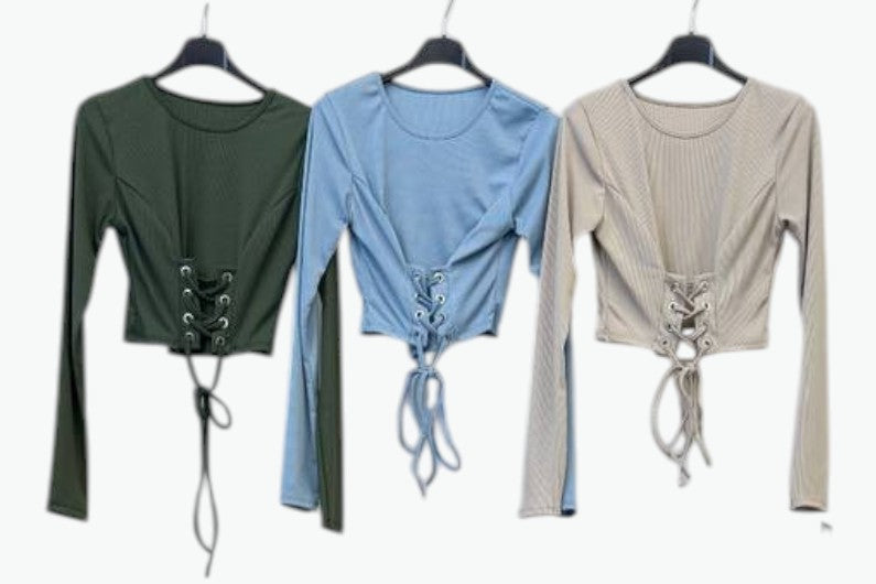 🔥 Top Corset Canalé con Lazada Frontal · 3 colores