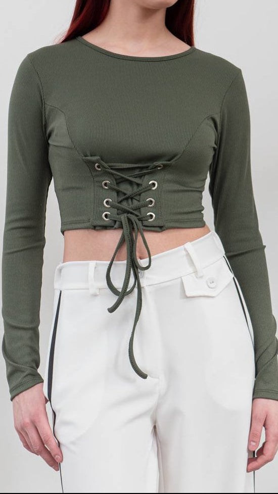 🔥 Top Corset Canalé con Lazada Frontal · 3 colores