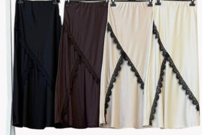 ✨ Falda Lencera Satinada con Encaje · 4 colores