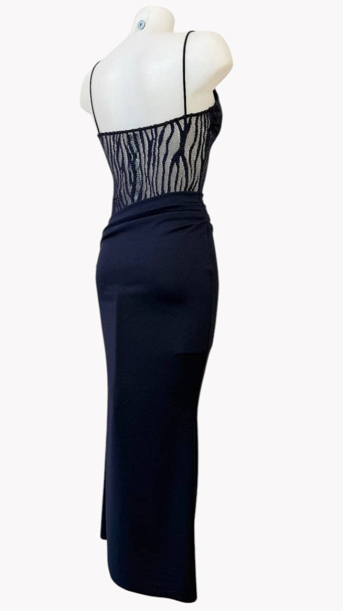 💙 Robe longue avec corsage en dentelle et jupe ajustée · Tailles S/M