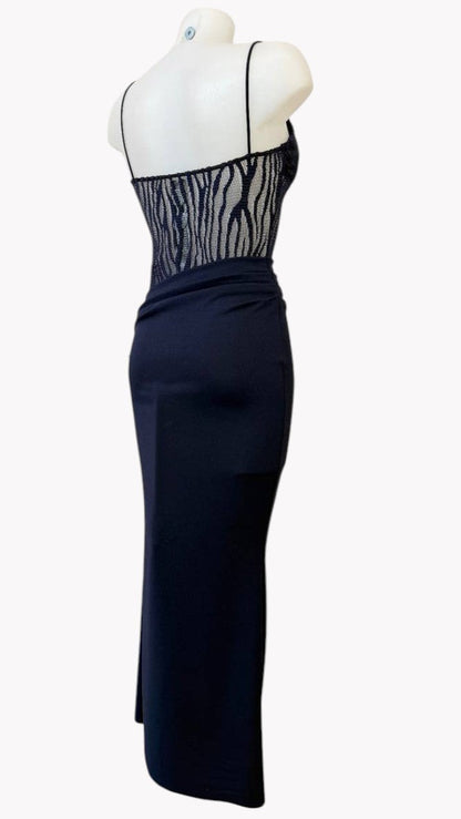 💙 Robe longue avec corsage en dentelle et jupe ajustée · Tailles S/M