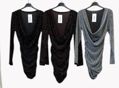 ✨ ROBE MÉTALLISÉE DRAPÉE · 3 COULEURS