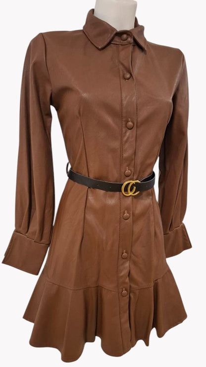 Robe en similicuir avec ceinture · 2 couleurs 🤎