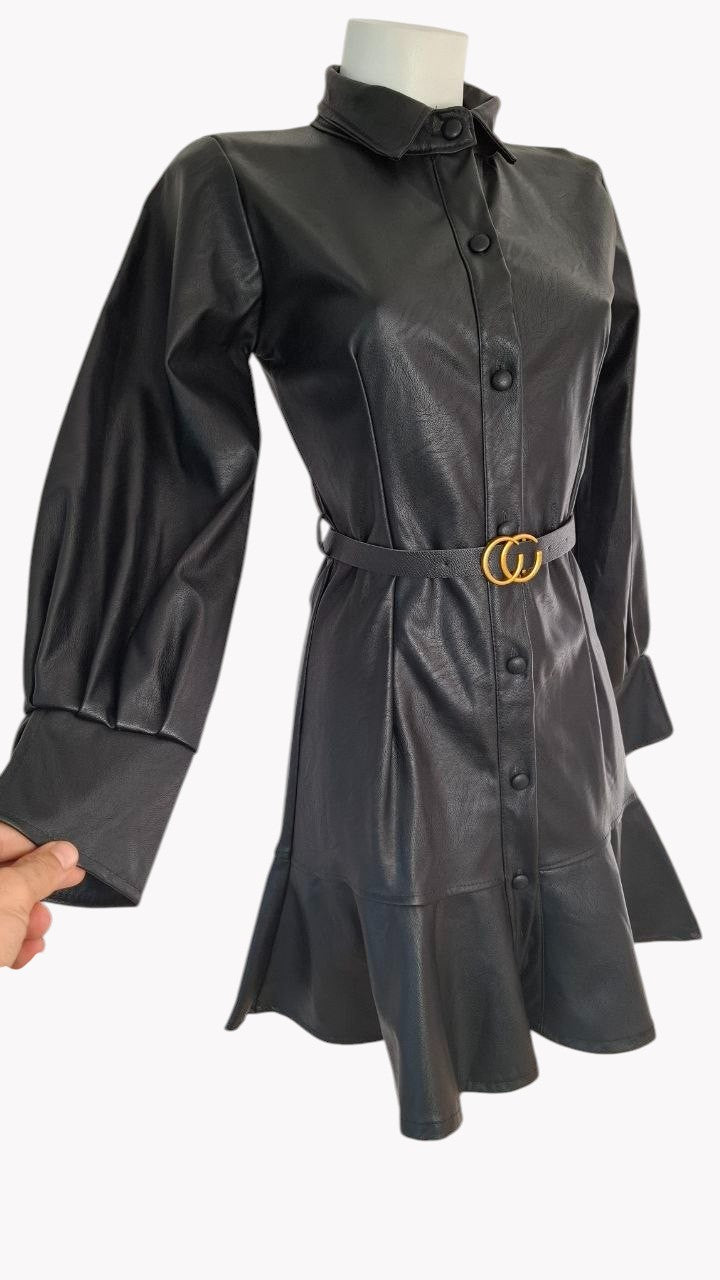 Robe en similicuir avec ceinture · 2 couleurs 🤎