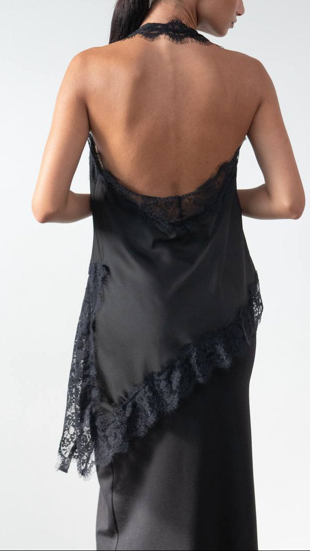 Blusa Lencera Satin Lace Drape 🧷