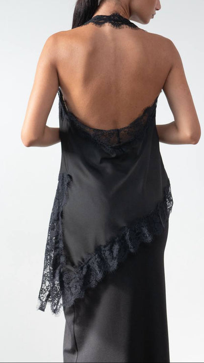 Blusa Lencera Satin Lace Drape 🧷