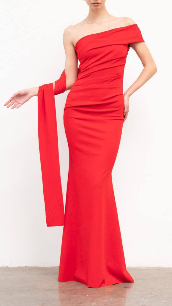 ✨ Robe drapée en satin taupe ✨ Boucles dorées 3 couleurs