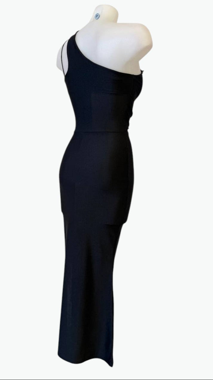 ✨ Robe drapée en satin taupe ✨ Boucles dorées 3 couleurs