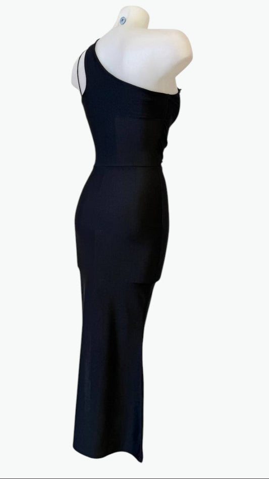 ✨ Robe drapée en satin taupe ✨ Boucles dorées 3 couleurs