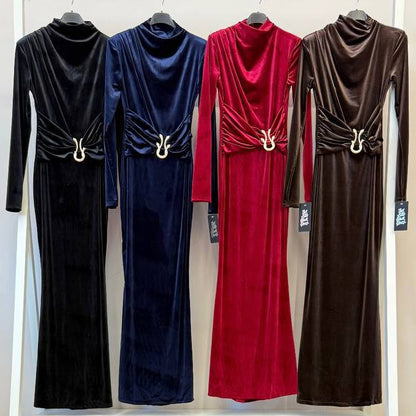 ✨ Vestido Velvet Royal · Hebilla Dorada · 4 Colores ✨