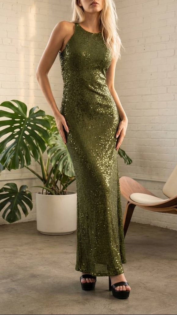 ✨ Vestido Gala Emerald Shine Oliva