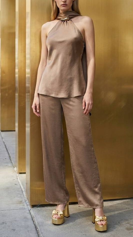 ✨ Top Halter Metal Luxury Flow · 3 Colores