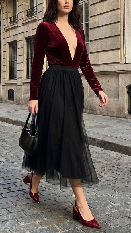 💋 Body Velvet Deep V · 3 Colores