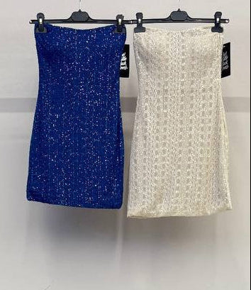 ✨ Mini Vestido Strapless Brilli Klein · 2 colores