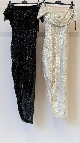 ✨ Vestido Lentejuela Off-Shoulder Deluxe · 2 Colores