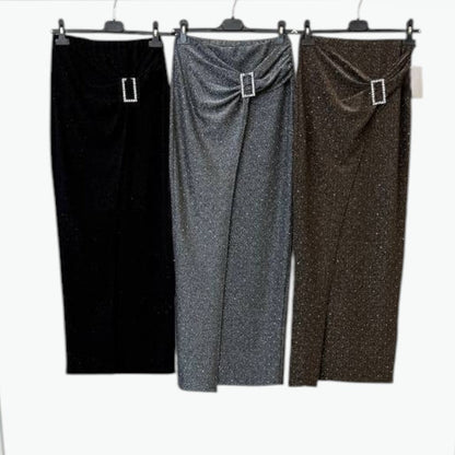 ✨💼 Falda Midi Brilli Hebilla Luxury · Talla Única (S-L)