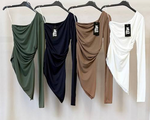 💠 Top Asimétrico Draped Fit · 4 Colores