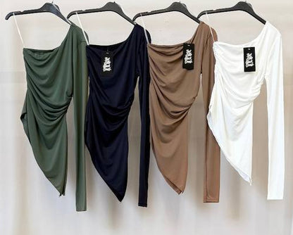 💠 Top Asimétrico Draped Fit · 4 Colores