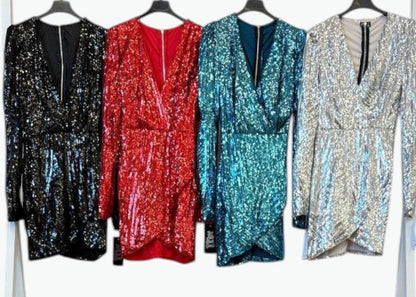 ⚡ Vestido Mini Lentejuelas “Femme Fatal” · 4 Colores