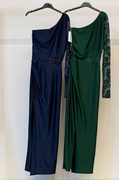 🌙 Vestido Asimétrico “Noche Real” · Talla Única (S-M)