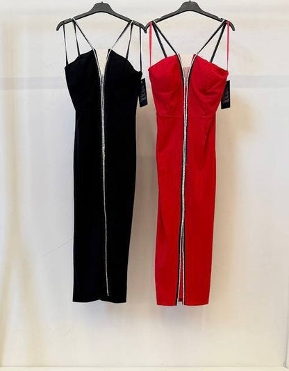 ⭐ Vestido  Line Midi (Rojo • Negro)