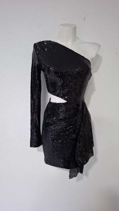 ✨ Vestido Asimétrico Champagne Brillo Total · 3 Colores