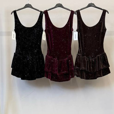 ✨ Vestido “Velvet Mini Gala – Destellos” · Negro / Granate / Marrón ✨