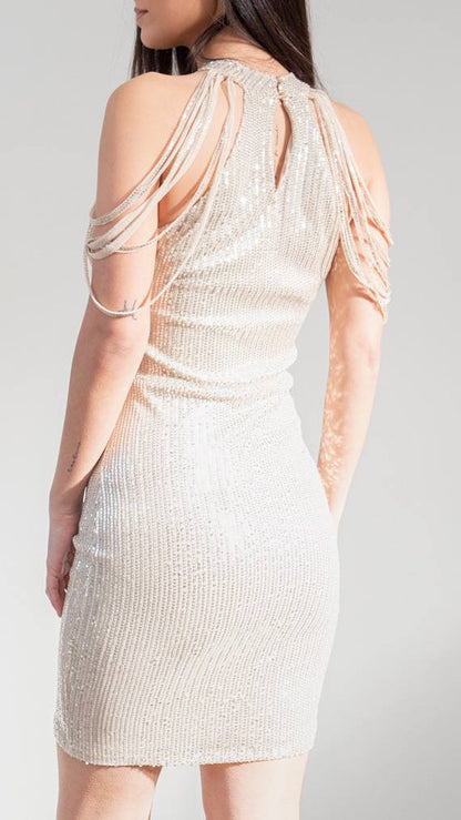 ✨ VESTIDO LENTEJUELA HOMBROS JOYA ✨