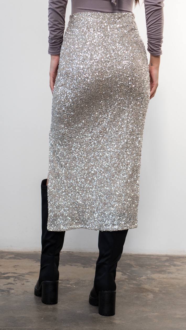 🖤 Falda MIDNIGHT SLIT  Dorado y Plata)