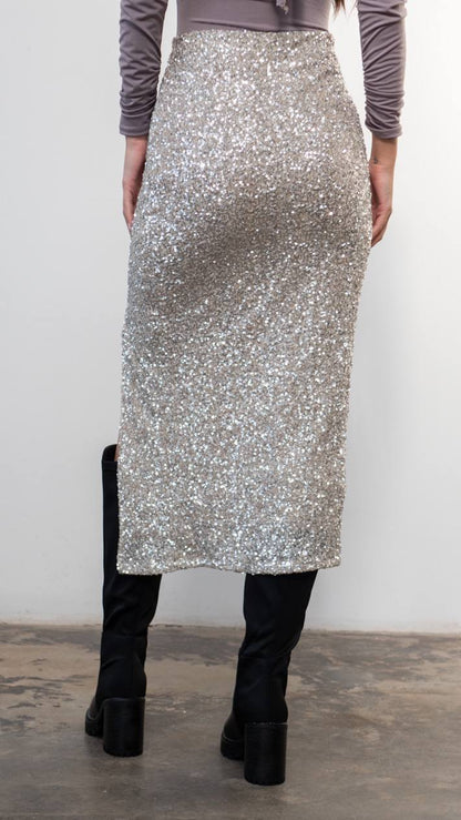 🖤 Falda MIDNIGHT SLIT  Dorado y Plata)
