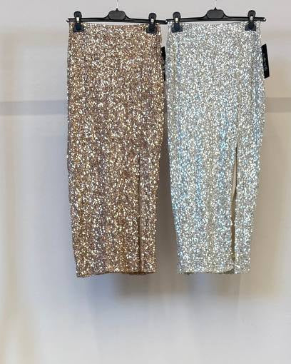 🖤 Falda MIDNIGHT SLIT  Dorado y Plata)