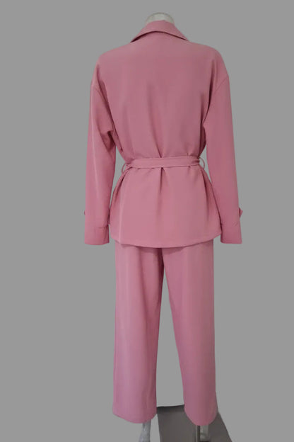 Conjunto de 2 Piezas con Blazer Cruzada y Pantalón Fluido 3 colores